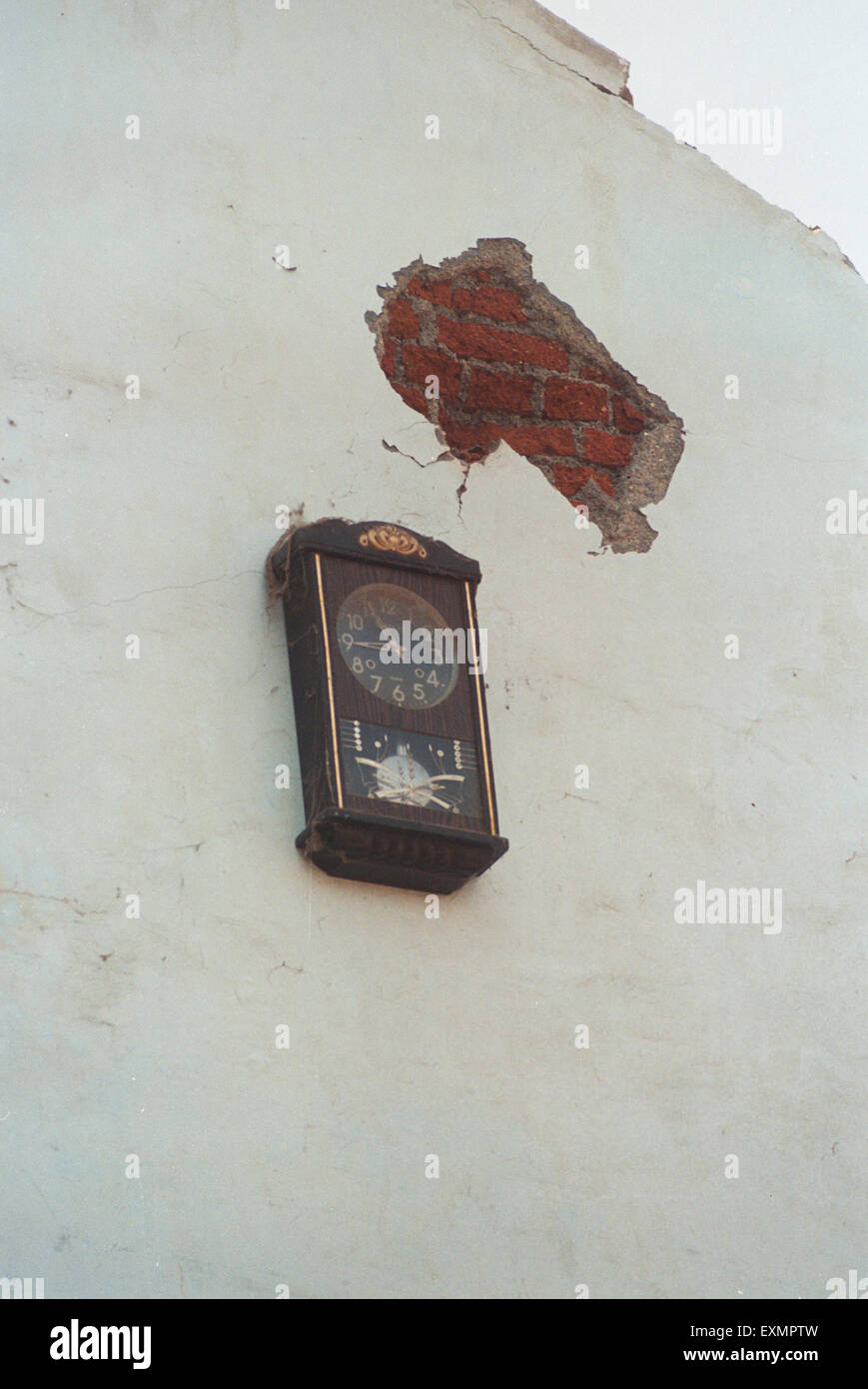 wall clock damaged wall bombay mumbai maharashtra india asia Stock