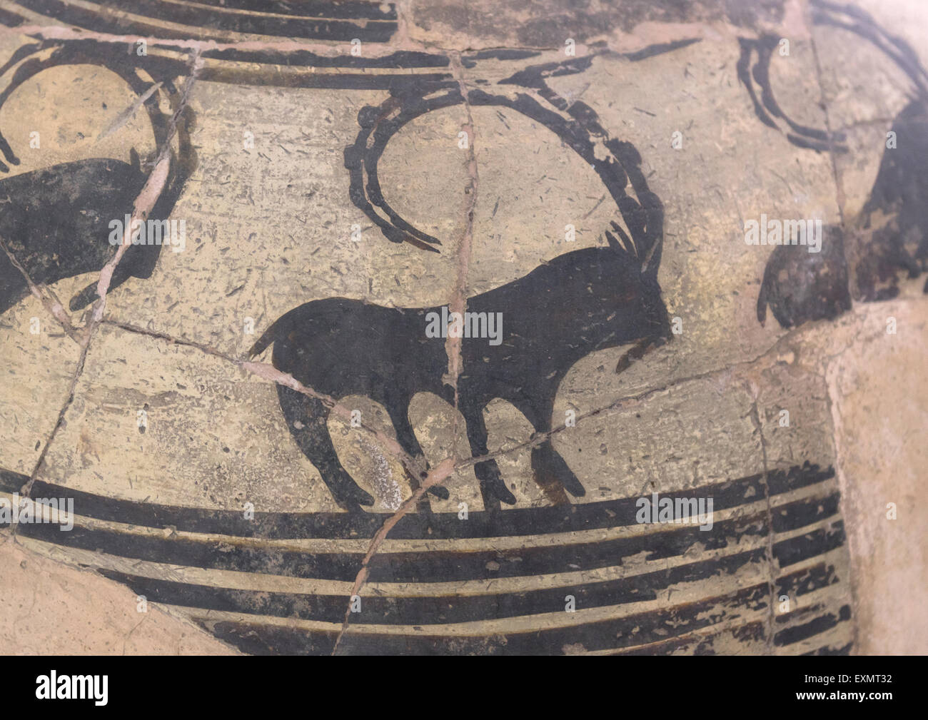 Pottery With Ibex-shaped In The National Museum, Shemiranat County, Tehran, Iran Stock Photo