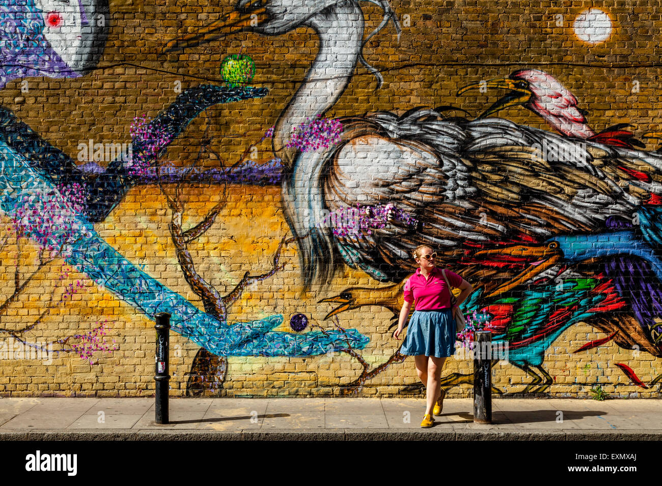 Street Art/Graffiti, off Brick Lane, London, England Stock Photo