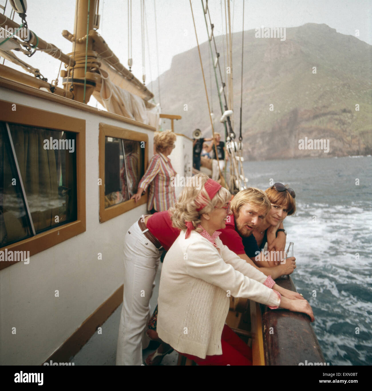 Ein Bootsausflug auf Teneriffa, Kanarische Inseln 1975. A boat trip on the island of Tenerife, Canary Islands 1975. Stock Photo