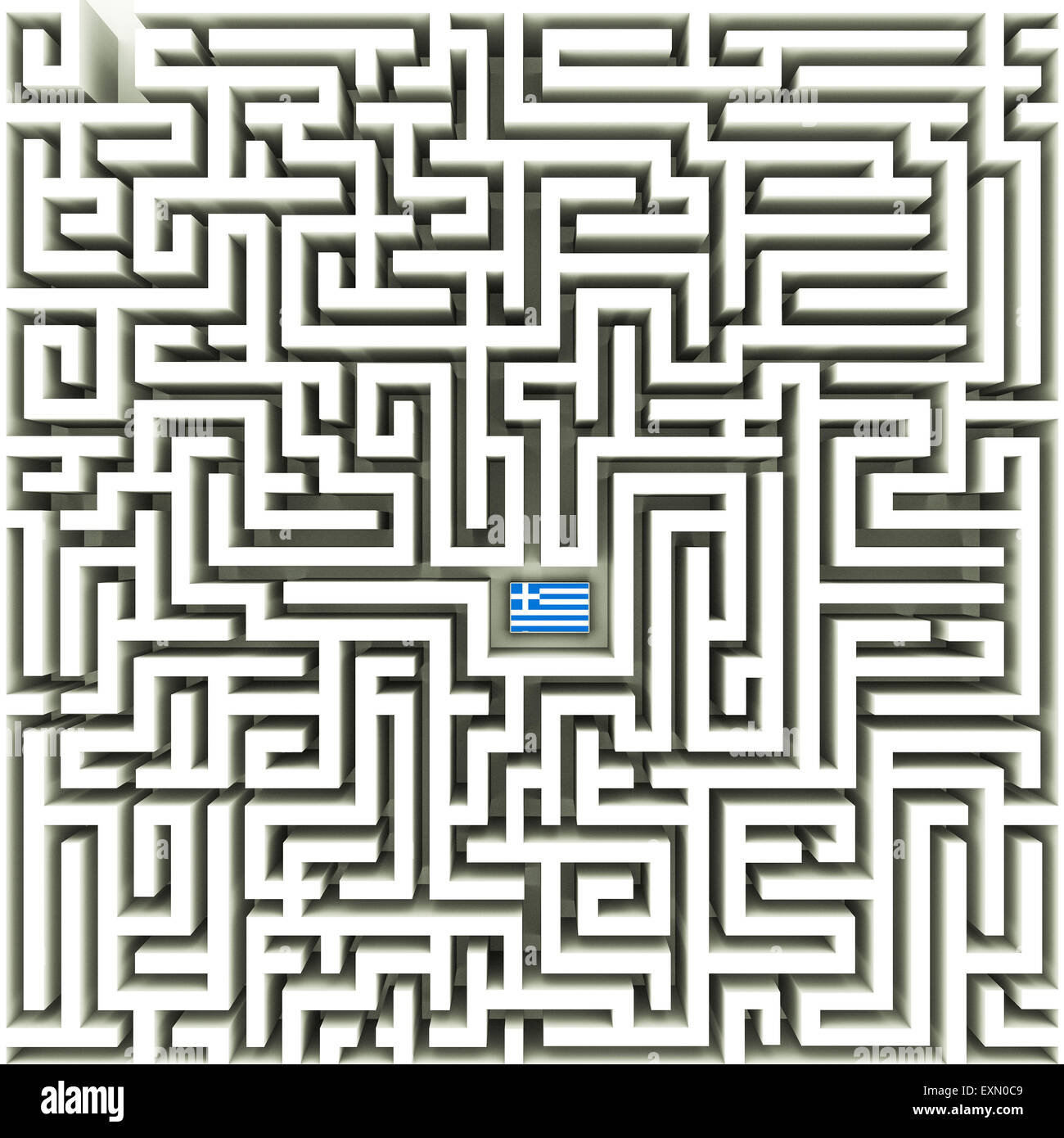 Greek flag in a complex maze Stock Photo