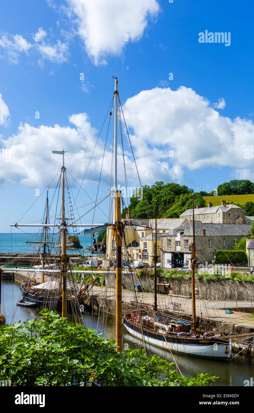 The harbour in the village of Charlestown, St Austell Bay, Cornwall, England, UK Stock Photo