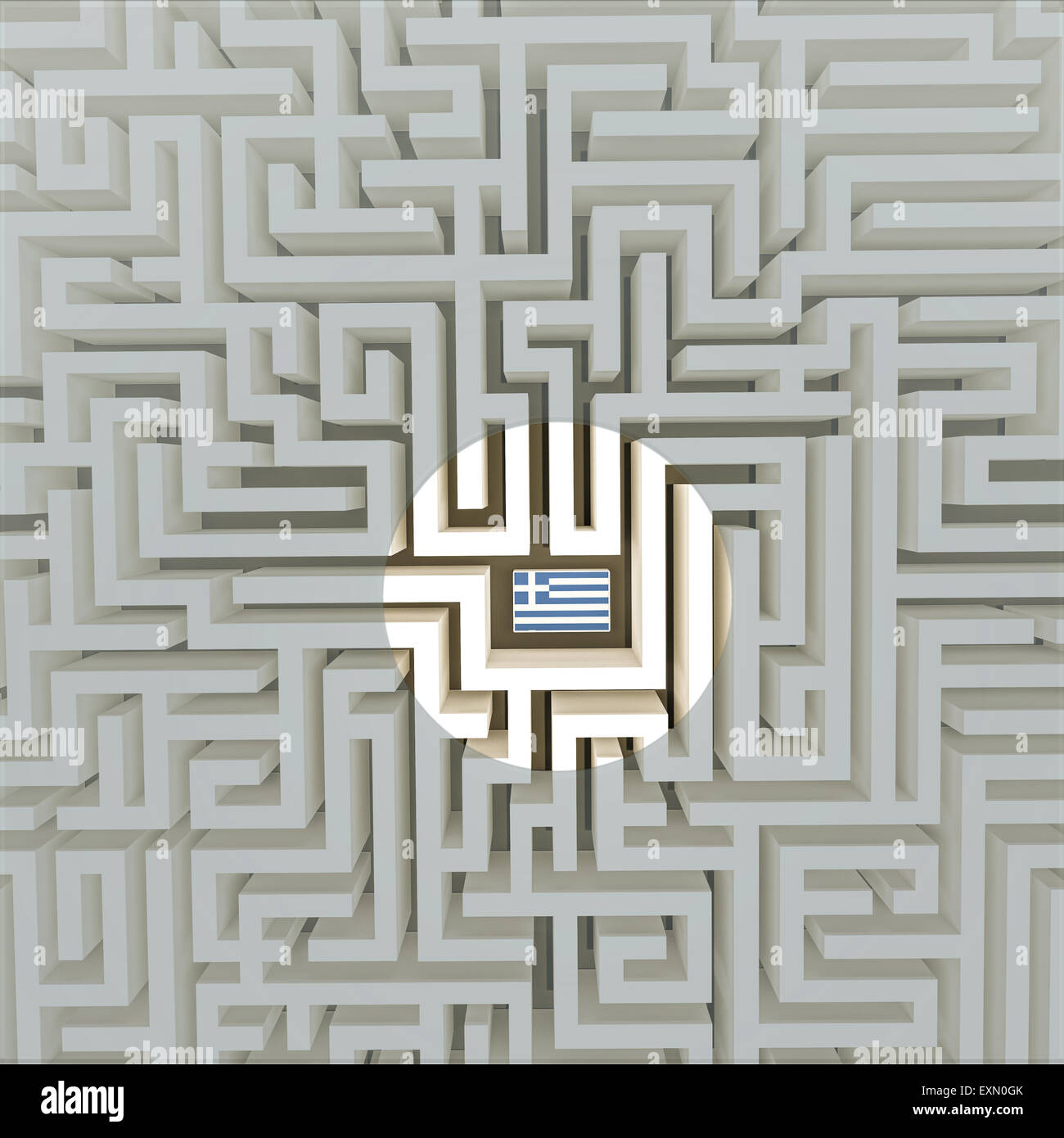 Greek flag in a maze Stock Photo