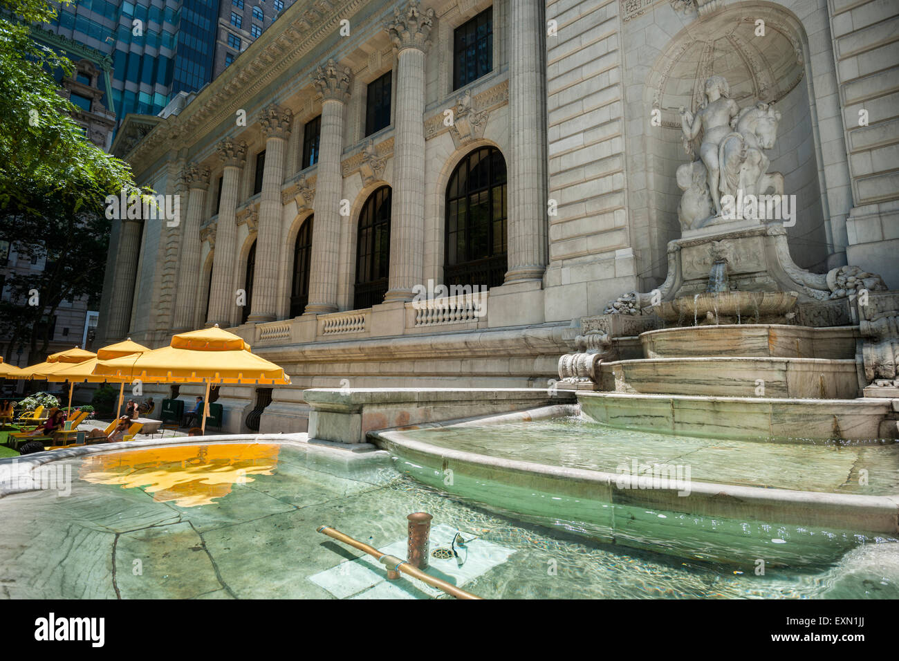 The fountain Beauty at the entrance of the New York Public Library