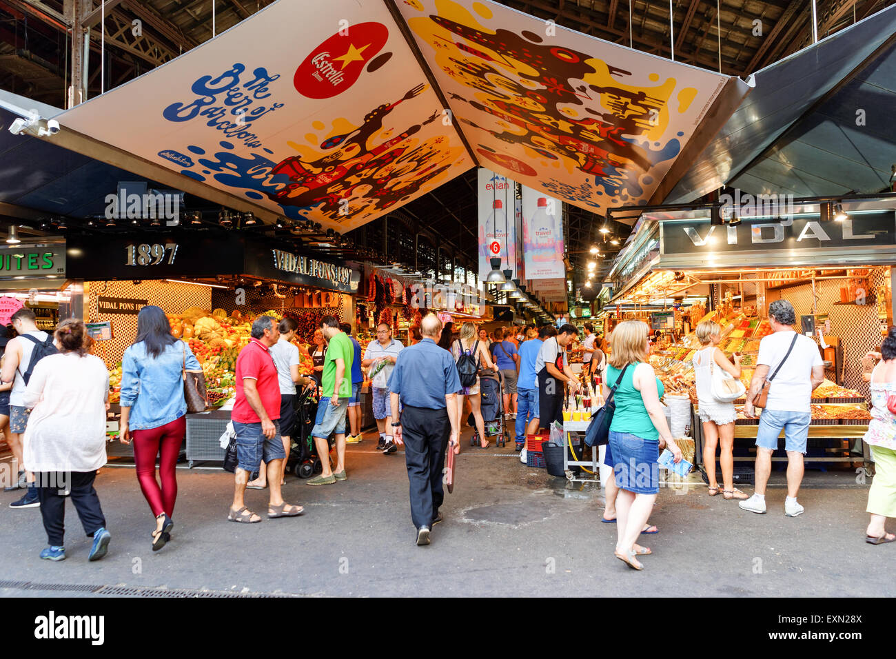 Fruit and Fish Market Barcelona Stock Photo Alamy