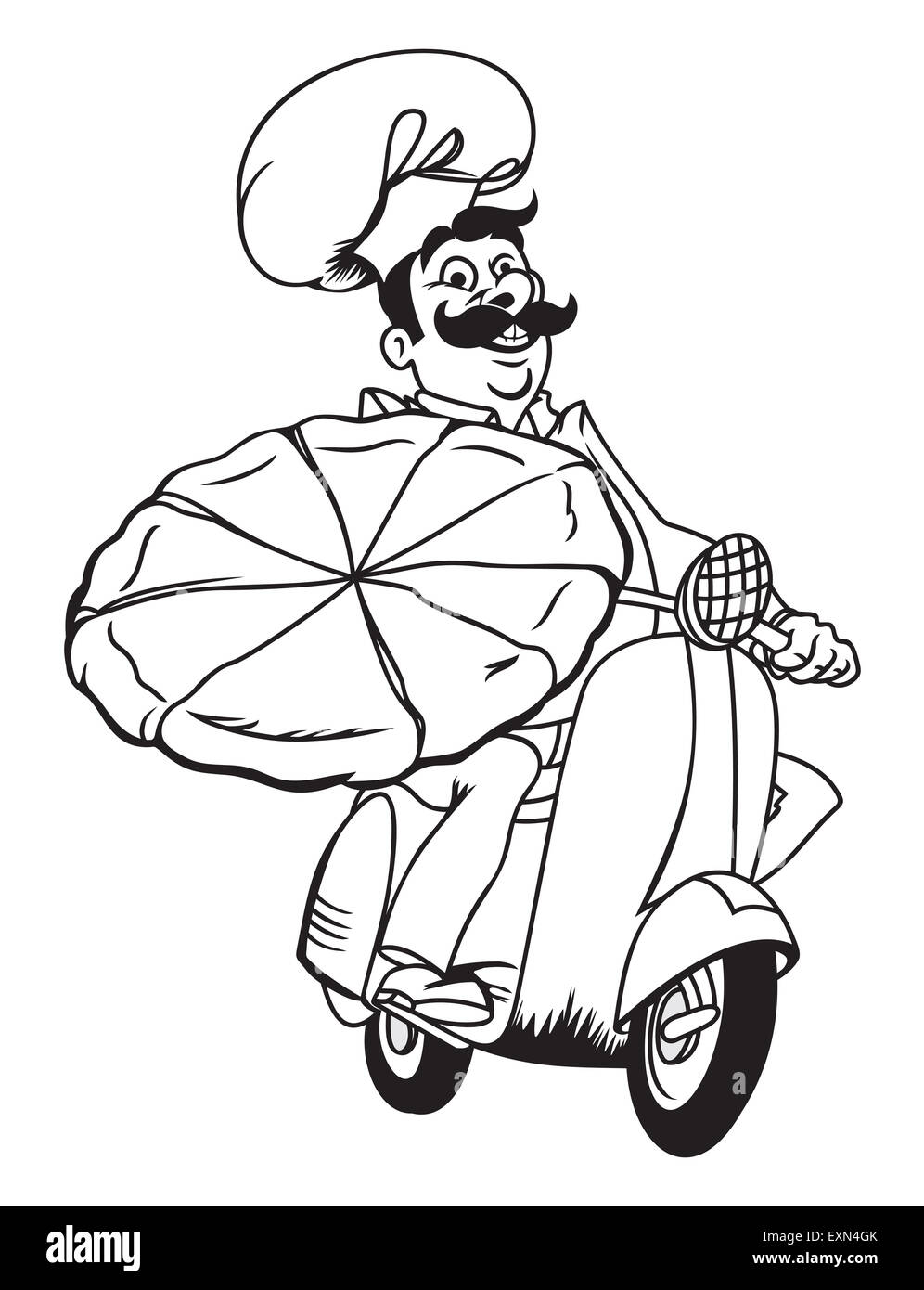 Vector illustration of the pizza delivery Stock Photo