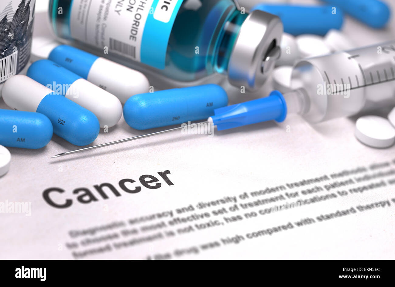 Cancer Diagnosis. Medical Concept. Composition of Medicaments. Stock Photo