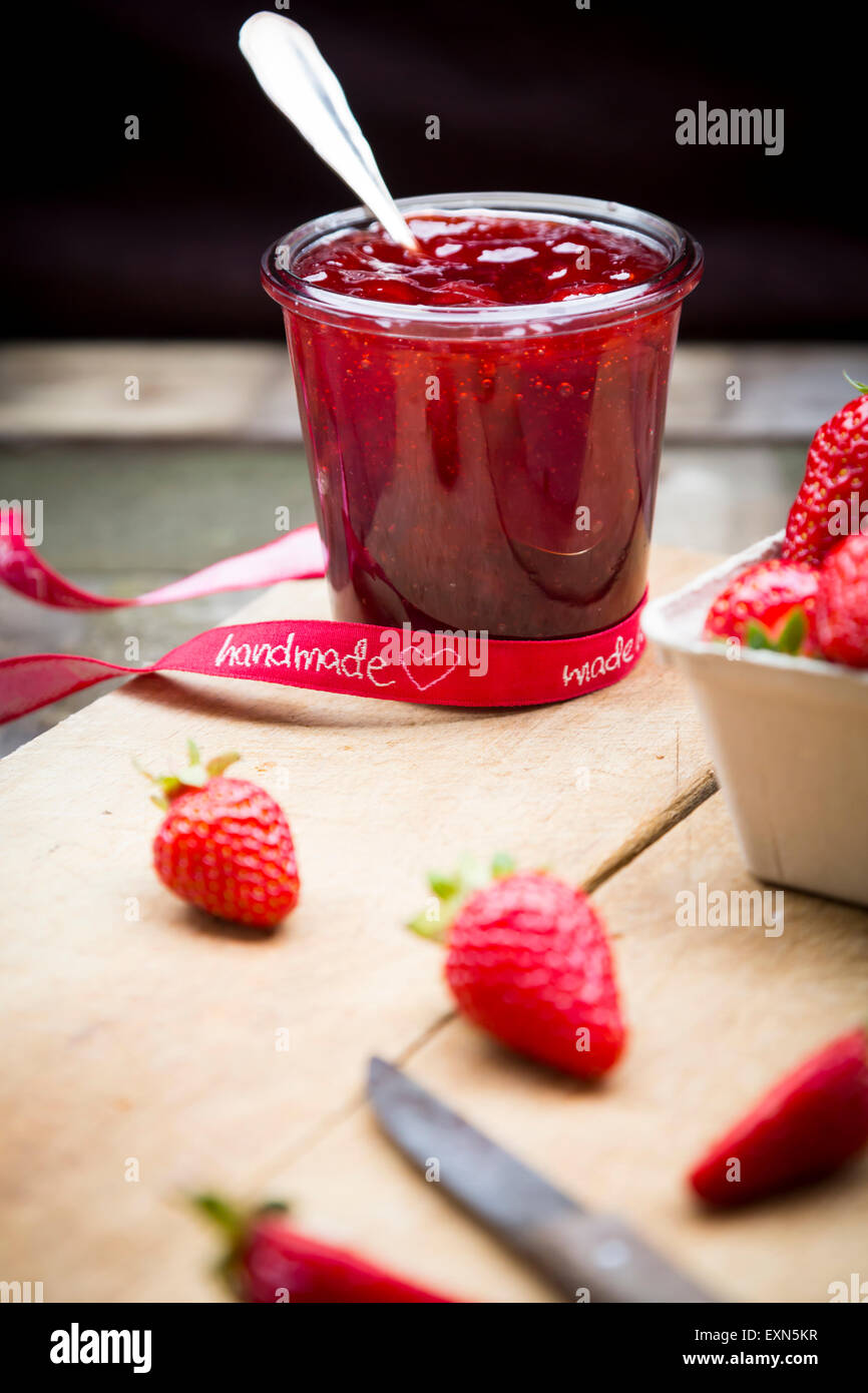 Glass of homemade strawberry jam Stock Photo - Alamy