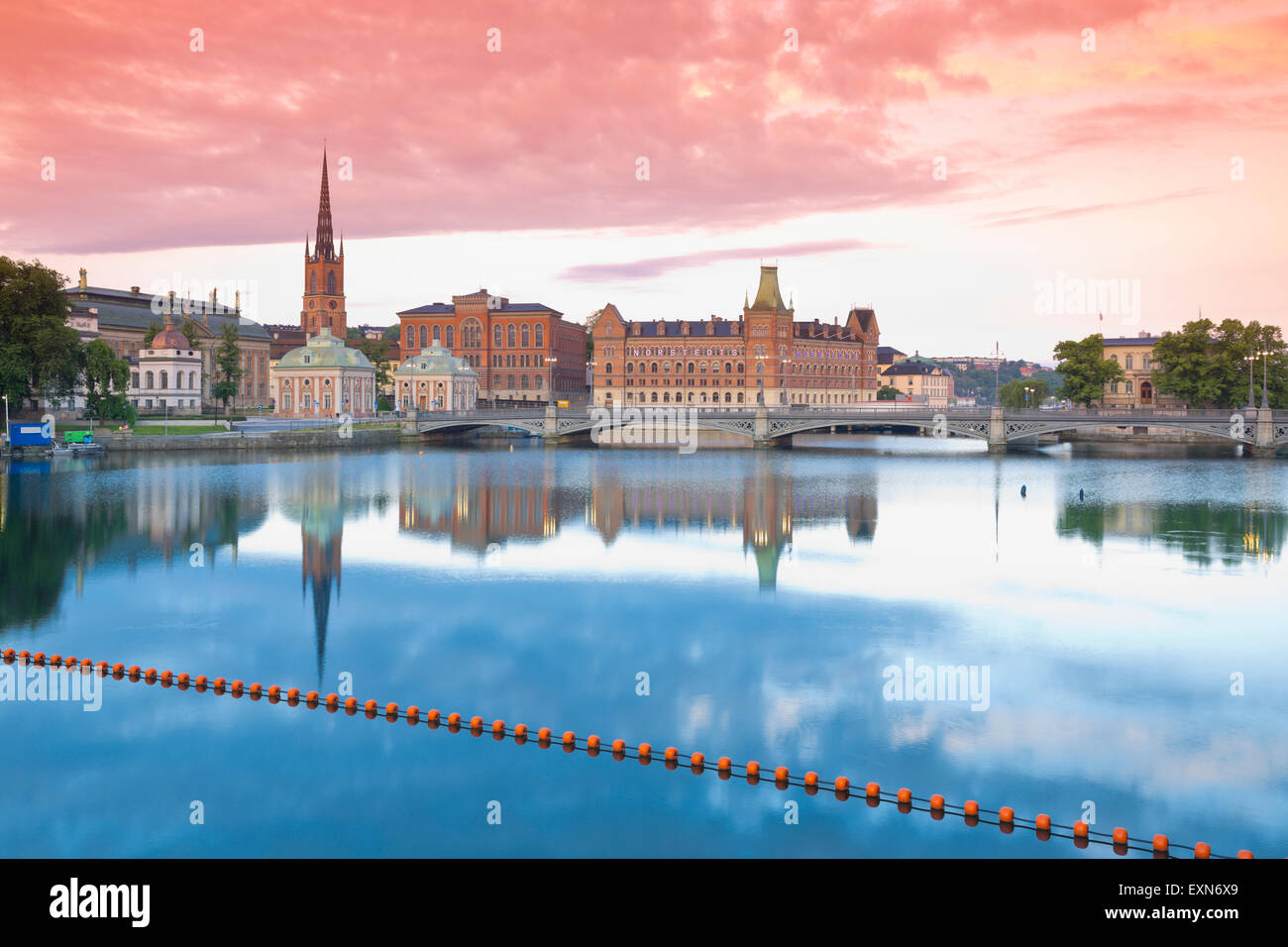 Sweden, Stockholm, view on Riddarholm church and Vasa bridge Stock Photo