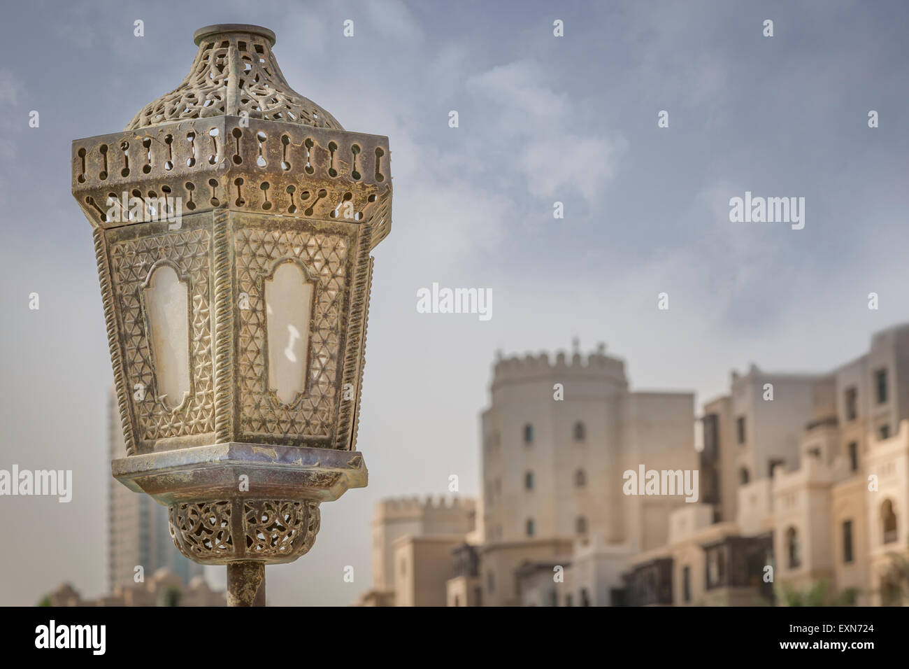 United Arab Emirates, Dubai, Lamp on the SoukalBaharBridge Stock