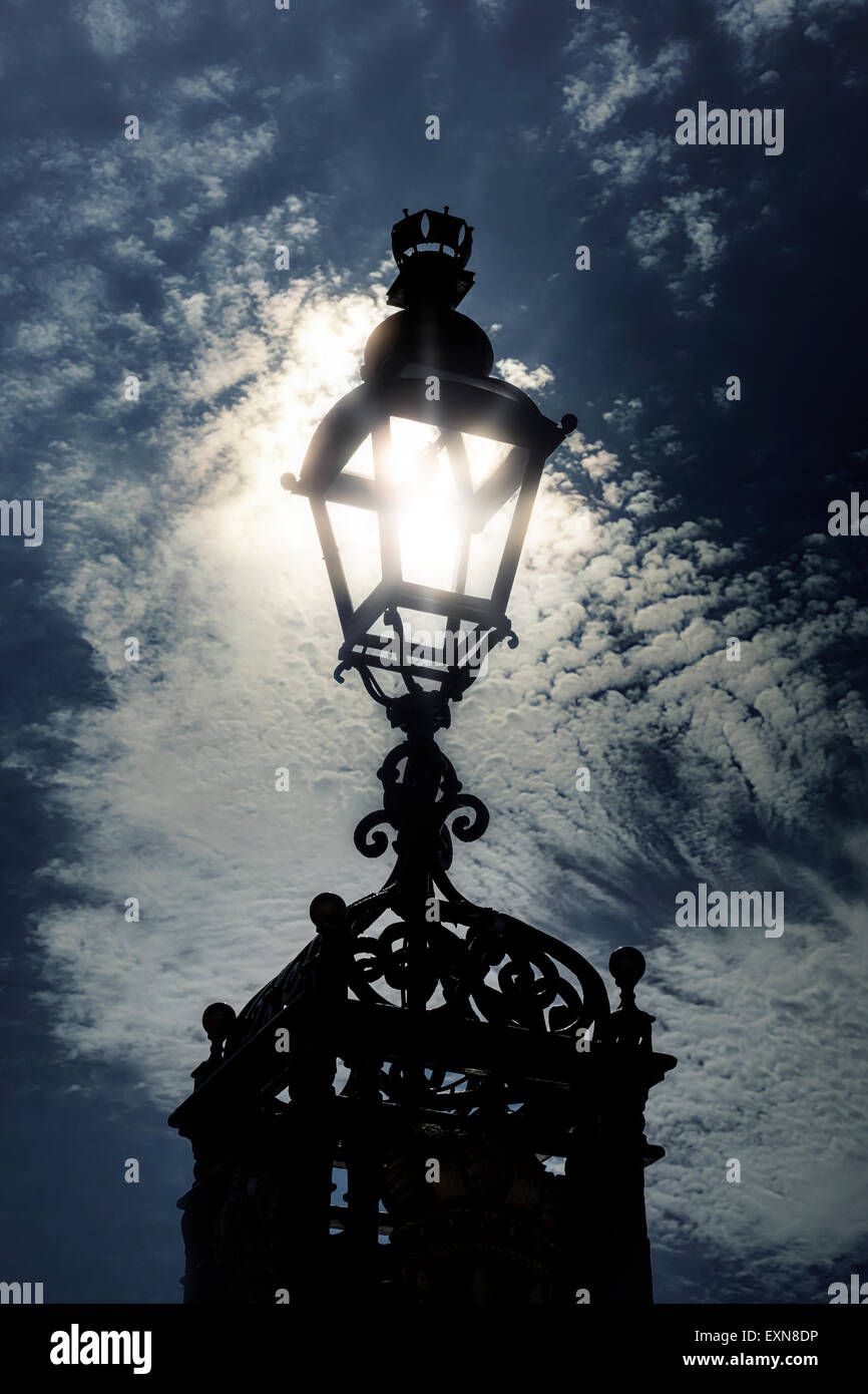 a victorian lamp post agains the sky Stock Photo