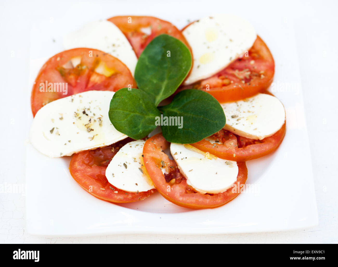 Italian salad with tomatoes and mozzarella Stock Photo