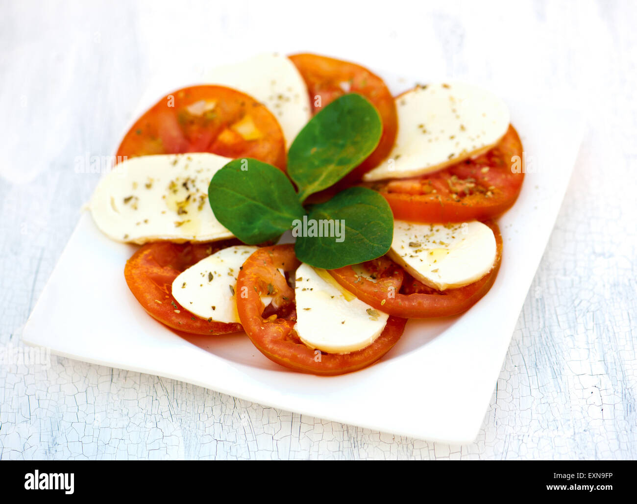 Italian salad with tomatoes and mozzarella Stock Photo