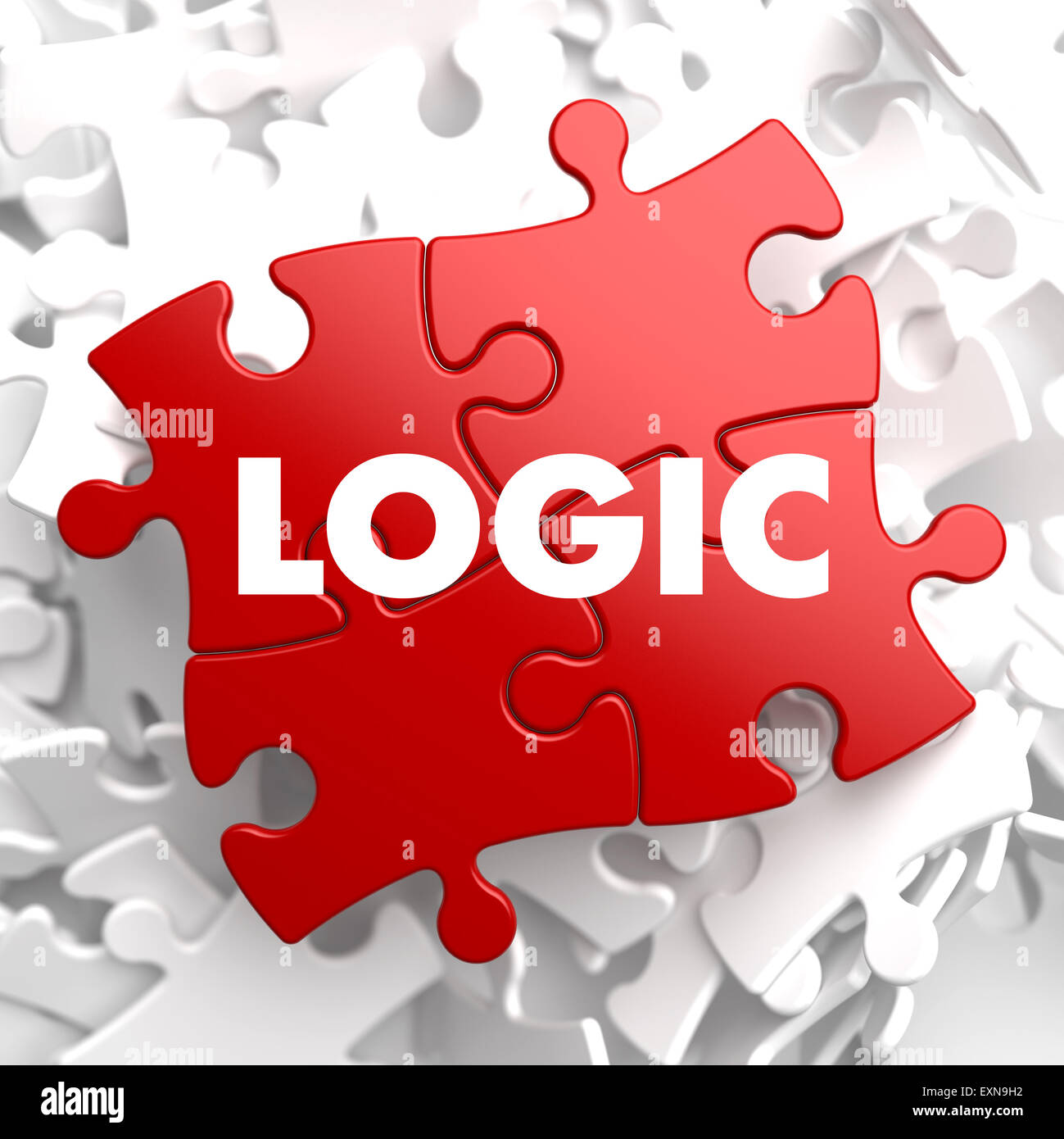 Logic on Red Puzzle. Stock Photo