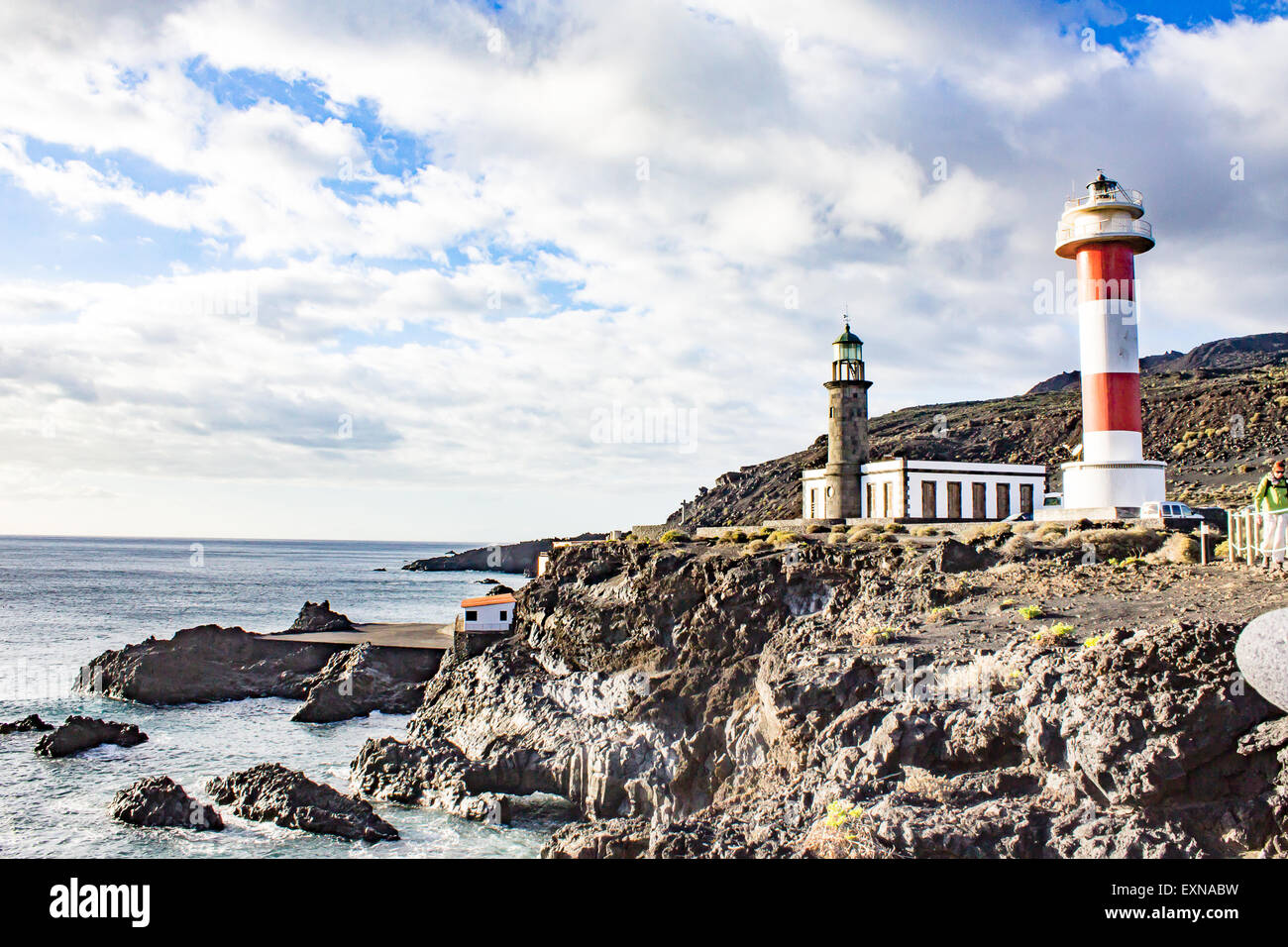 The Fuencaliente lighthouse on the south side of La Palma, Spain. Stock Photo