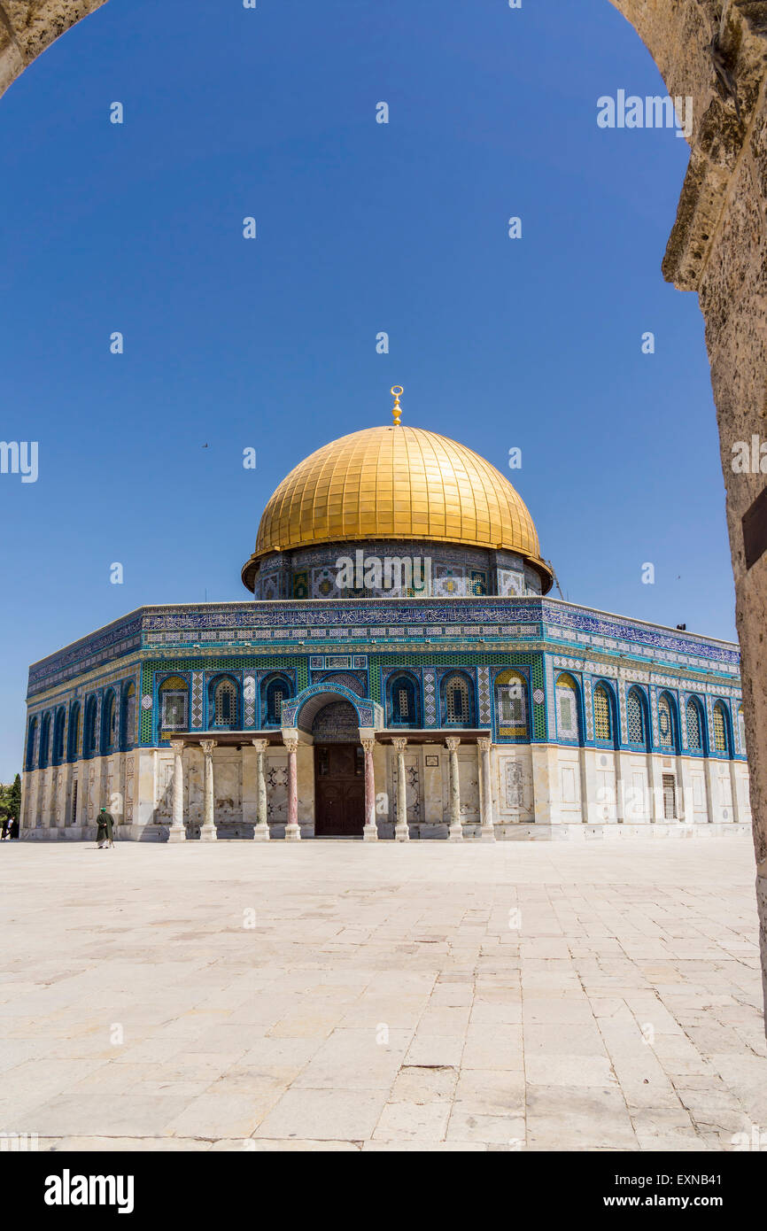Israel, Jerusalem, view to Dome of the Rock at temple mount Stock Photo