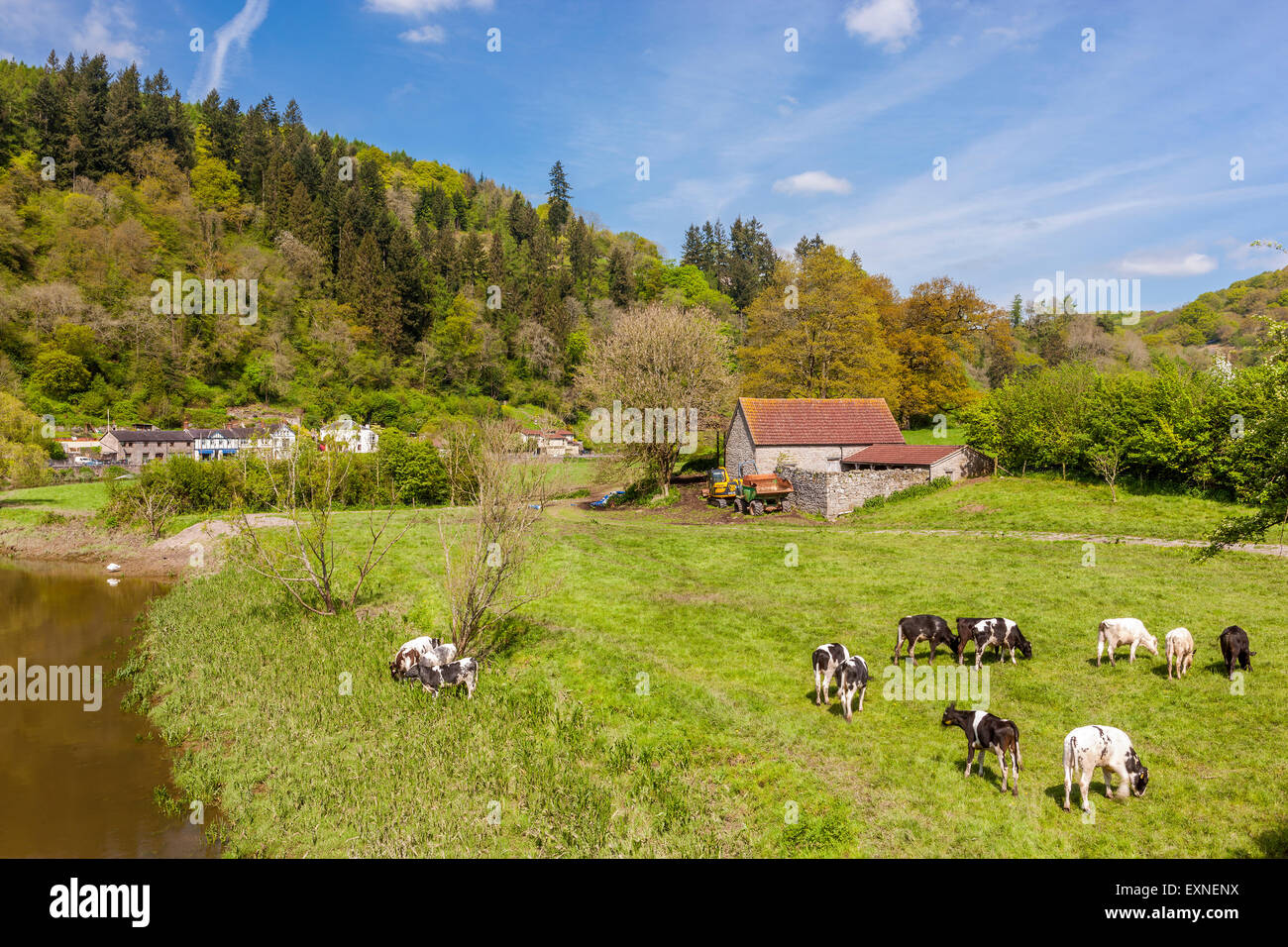 Wye Valley, Tintern village, at the England and Wales border, United