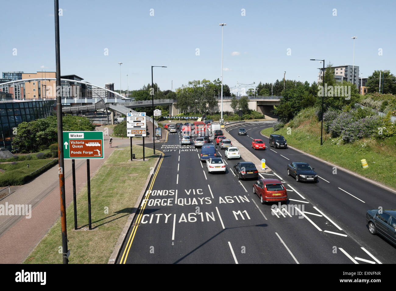 Sheffield city centre Inner ring road A61 towards Ponds forge roundabout England Stock Photo