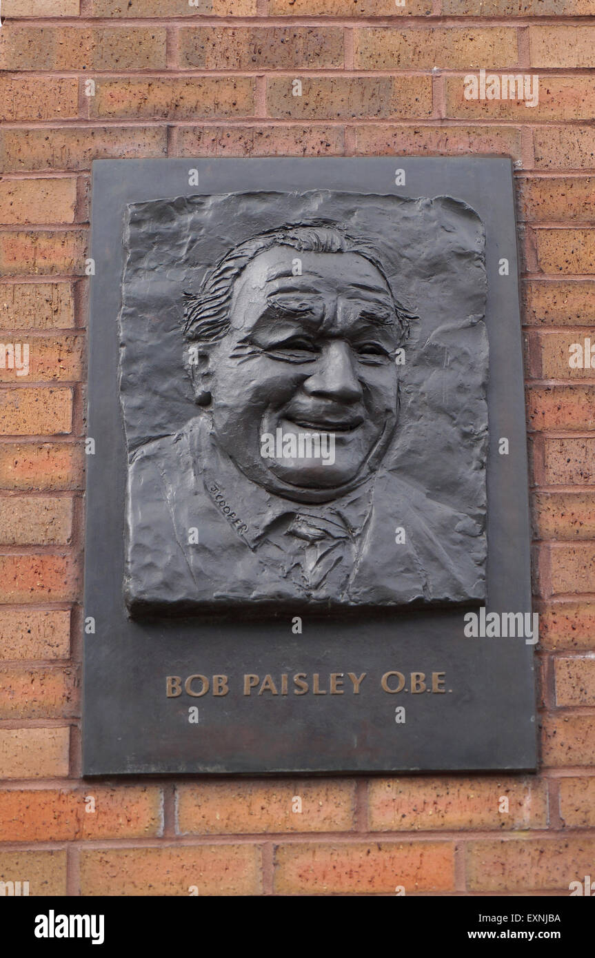 Plaque Of Bob Paisley At Anfield, Liverpool Stock Photo Alamy
