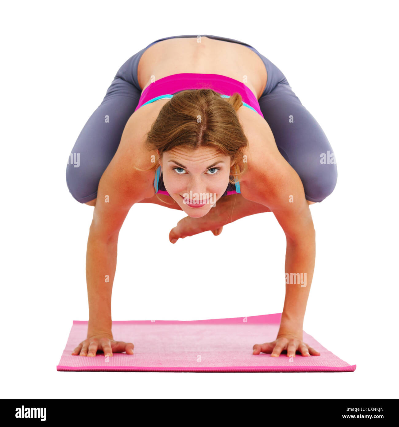 Young beautiful woman doing yoga - isolated on white Stock Photo - Alamy