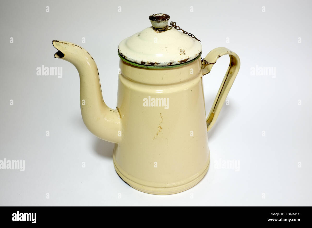 Antique yellow iron Kettle Stock Photo Alamy