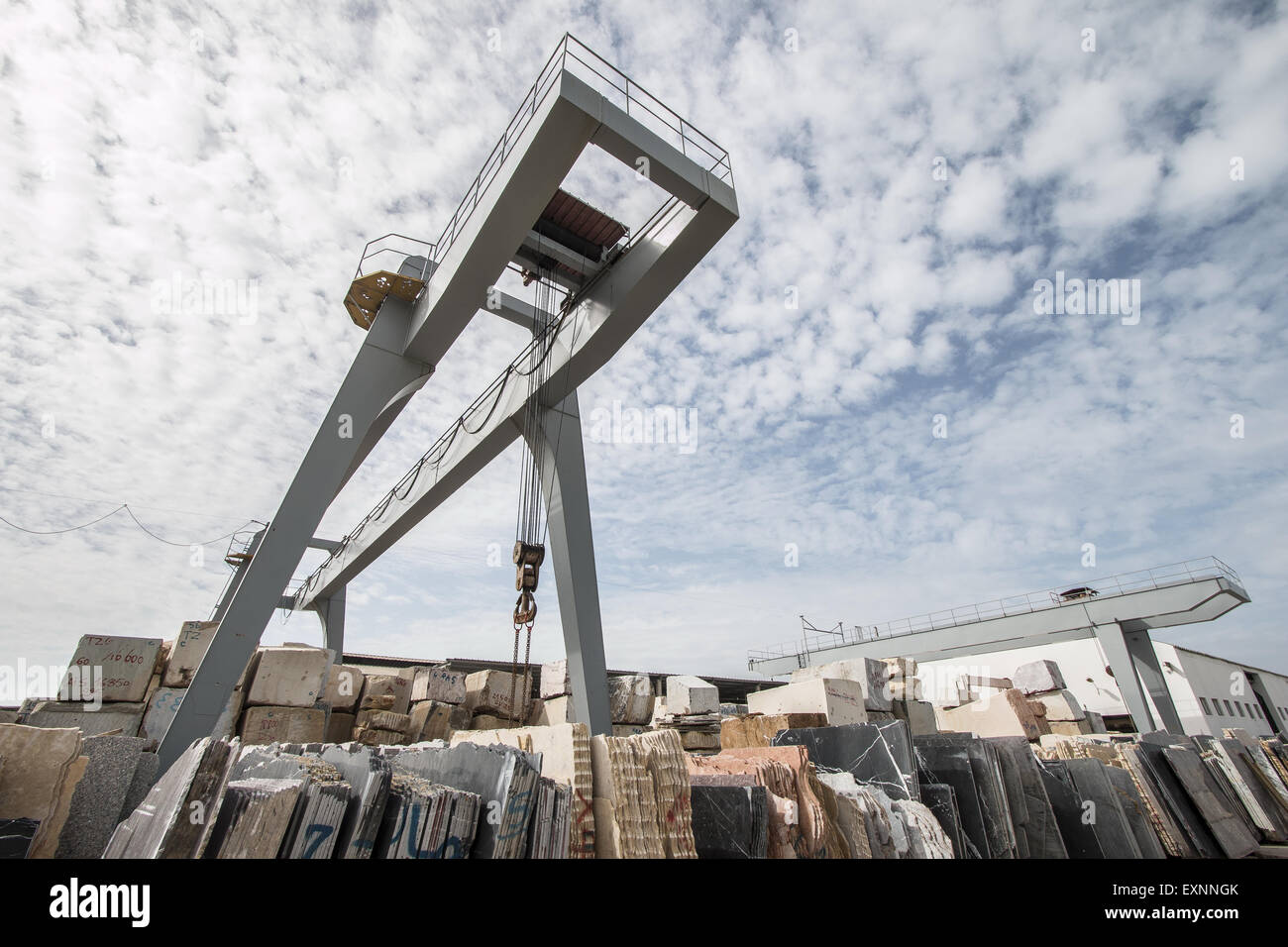 Crane equipment marble factory in Morocco Stock Photo