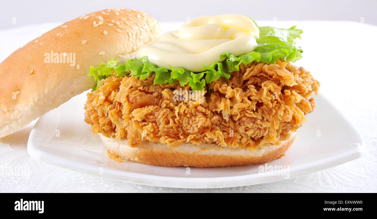 Crispy Chicken Zinger Burger Stock Photo Alamy