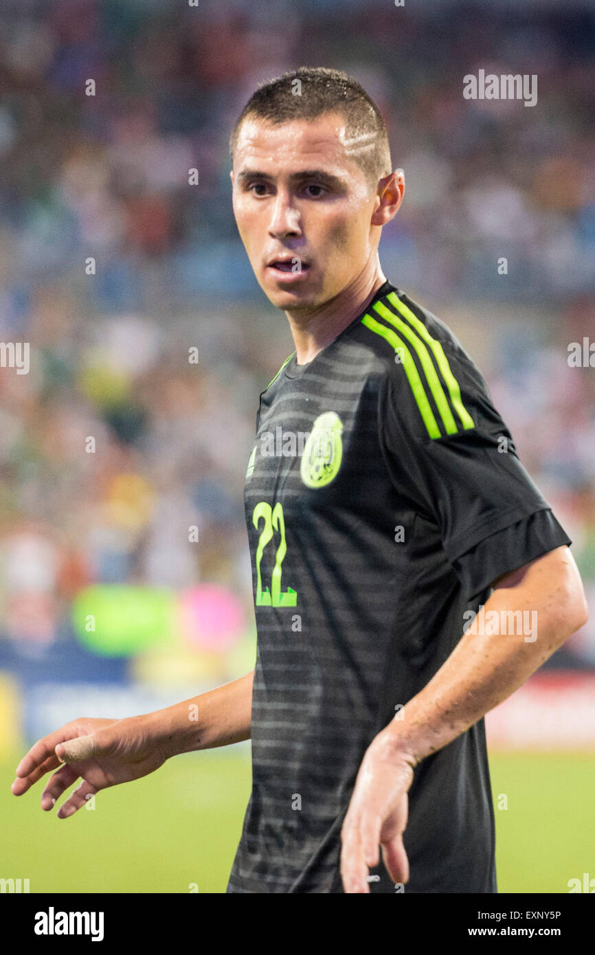 Charlotte, NC, USA. 15th July, 2015. Mexico D Paul Aguilar (22) during the CONCACAF Gold Cup group stage match between Trinidad & Tobago and Mexico at Bank of America Stadium in Charlotte, NC. Jacob Kupferman/CSM/Alamy Live News Stock Photo