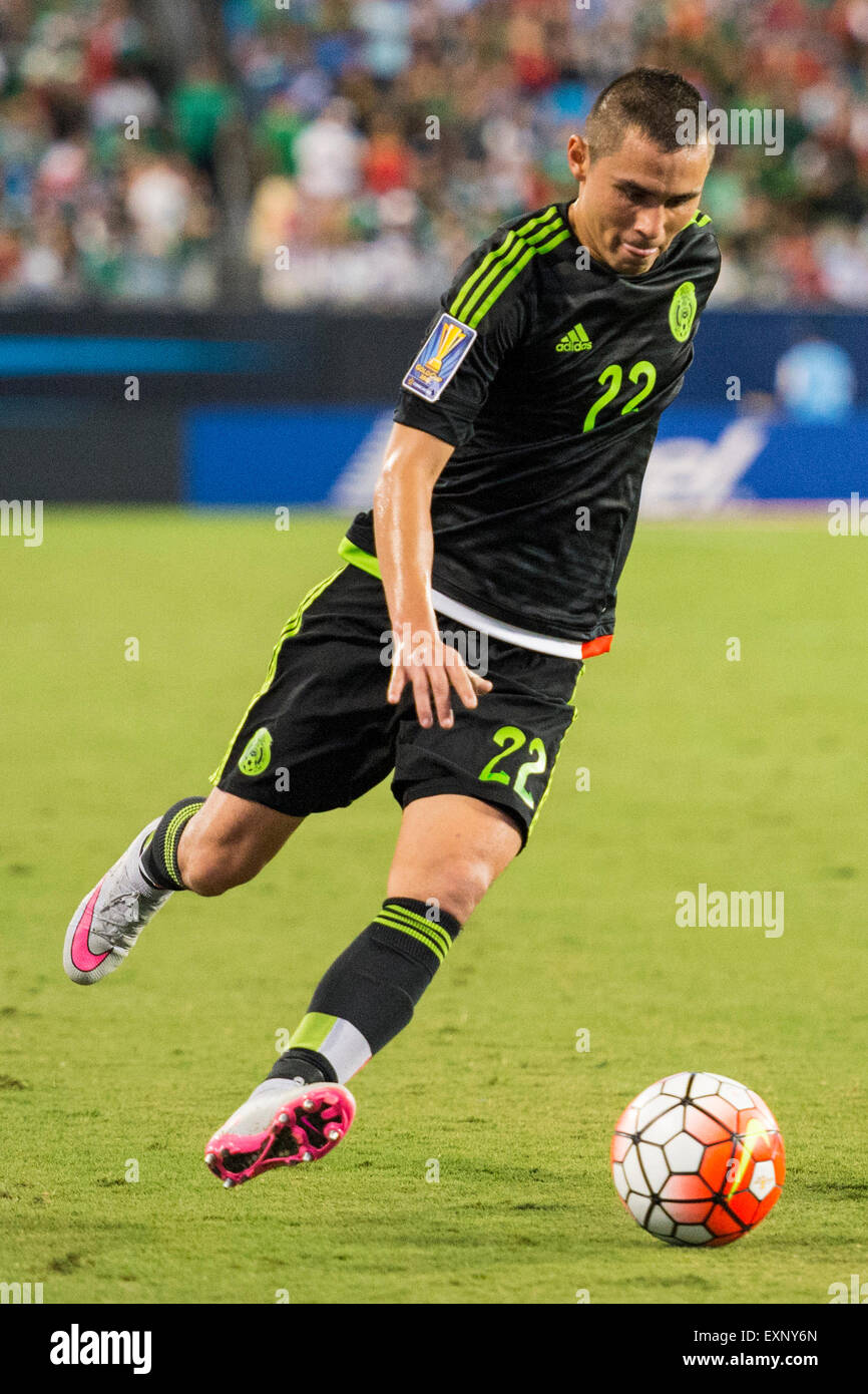 Charlotte, NC, USA. 15th July, 2015. Mexico D Paul Aguilar (22) during the CONCACAF Gold Cup group stage match between Trinidad & Tobago and Mexico at Bank of America Stadium in Charlotte, NC. Jacob Kupferman/CSM/Alamy Live News Stock Photo