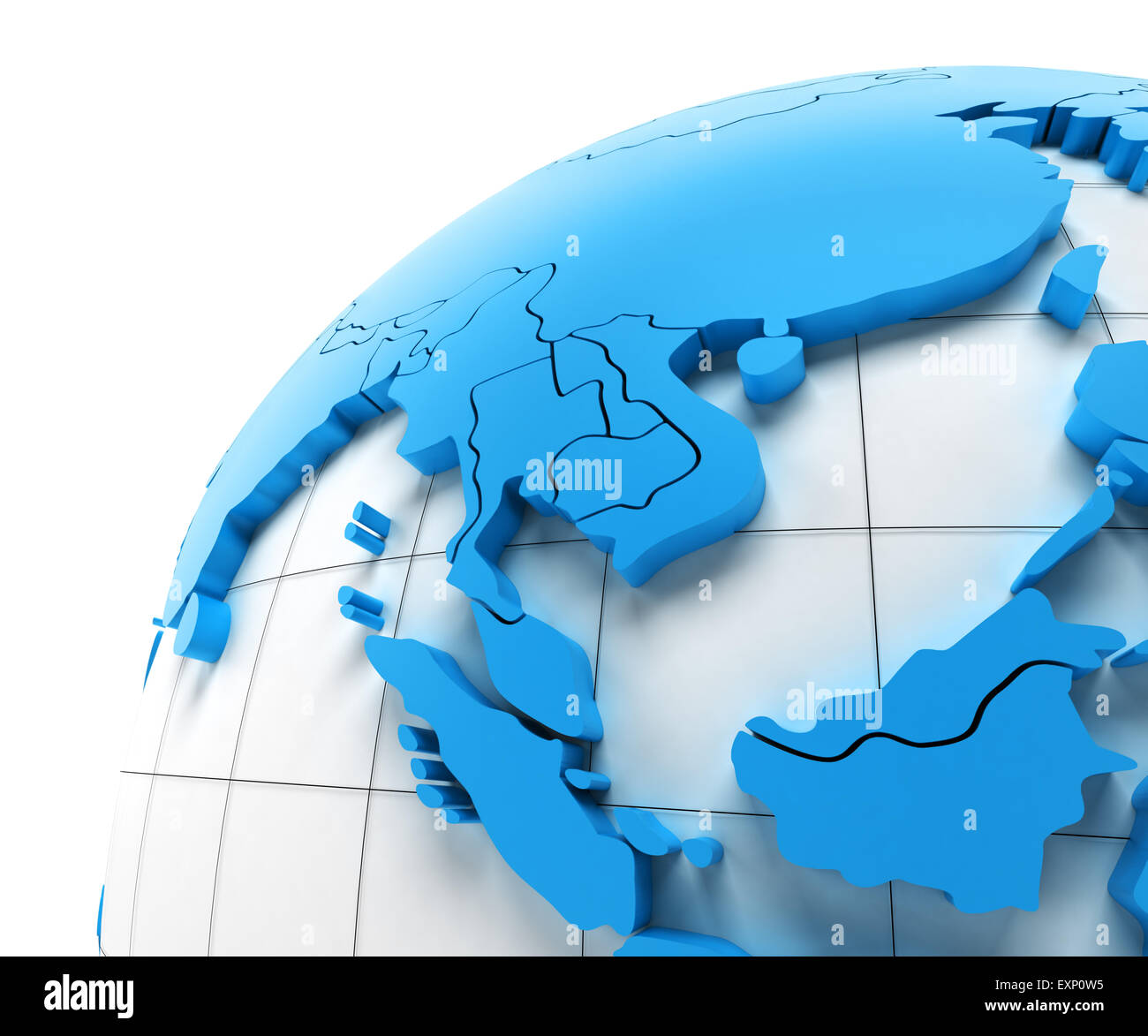 Globe of Southeast Asia with national borders Stock Photo