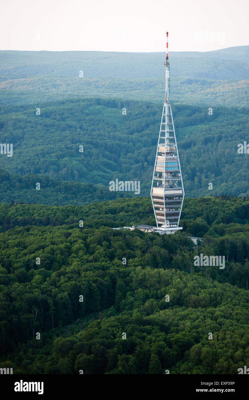 BRATISLAVA, SLOVAKIA - MAY 8: Aerial view of Kamzik TV transmission tower  surrounded by forests in Bratislava, Slovakia on May 8 Stock Photo - Alamy