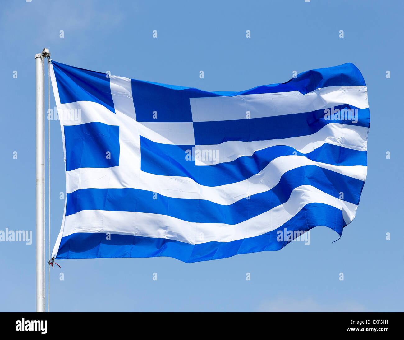 Flag of Greece, waving in the wind Stock Photo