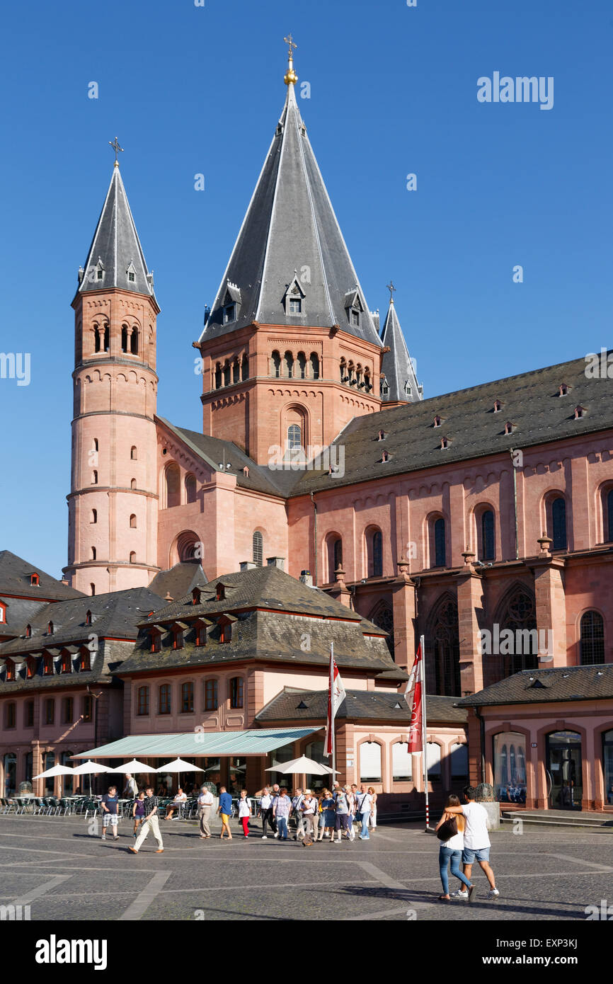 Mainz Cathedral or St. Martin's Cathedral, market square, Mainz, Rhineland-Palatinate, Germany Stock Photo