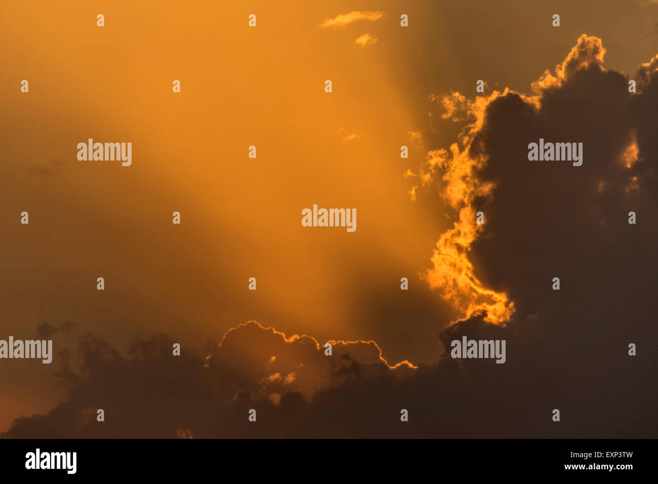 Dramatic cloudy atmosphere in evening light, Baden-Württemberg, Germany Stock Photo