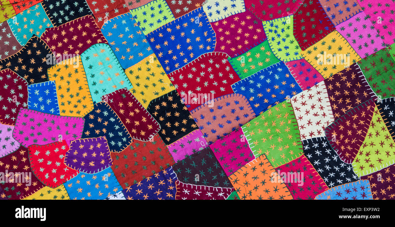 Tapestry of colourful patches, detail, Rajasthan, India Stock Photo