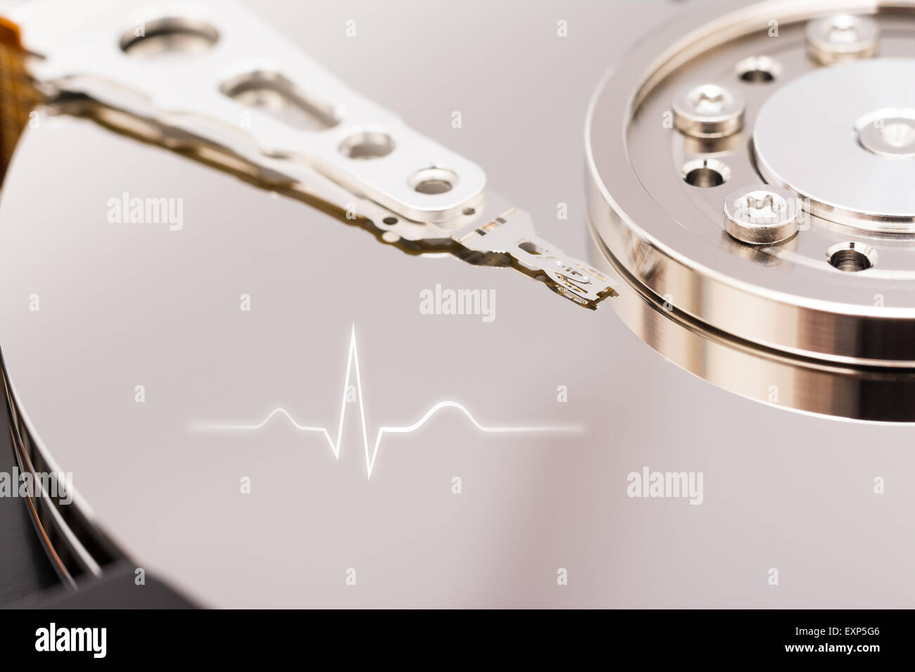 Computer Hard Disk Drive Life With Ekg Line Stock Photo Alamy