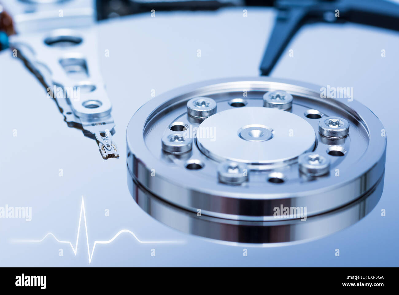 Computer Hard Disk Drive Life With Ekg Line Stock Photo Alamy