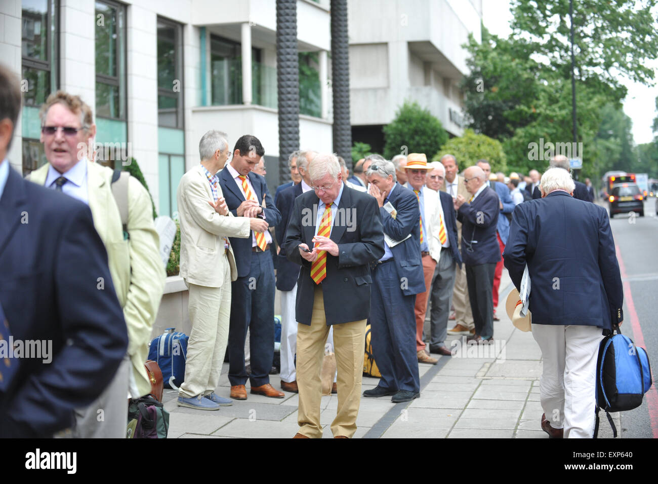 Lord's Test Cricket match queue members queuing Stock Photo