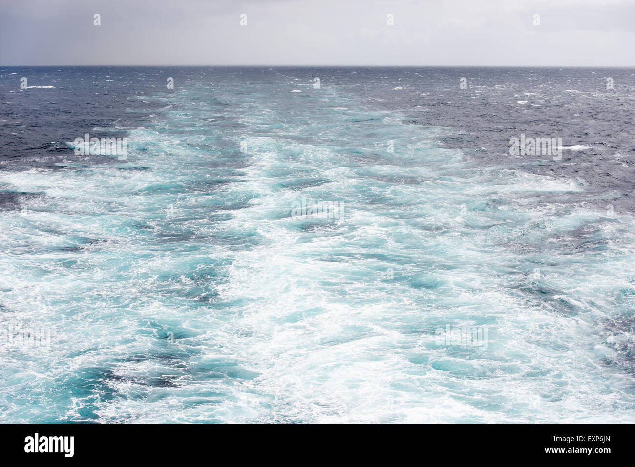 Wake of a large ship on the North Atlantic Ocean Stock Photo