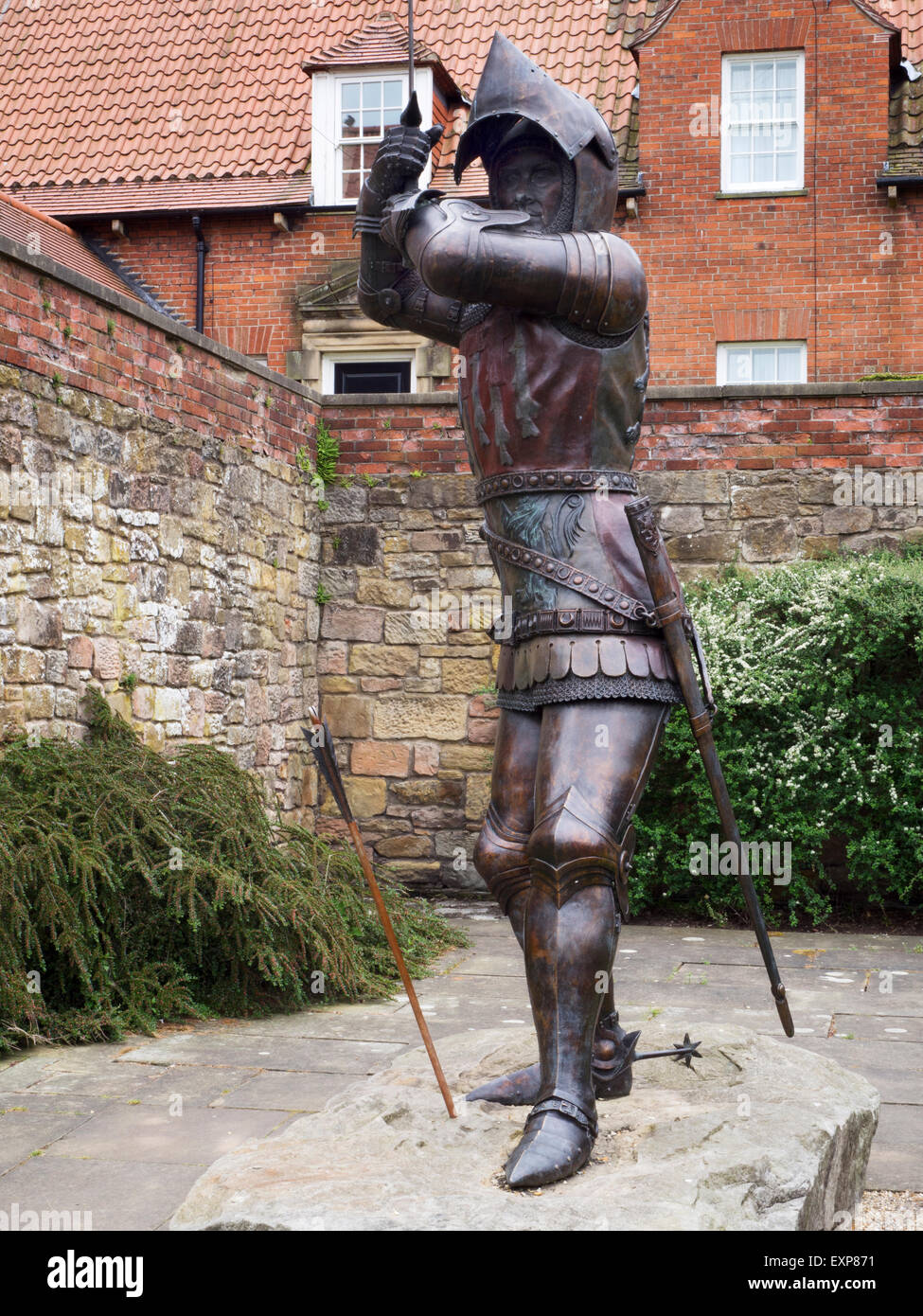 Sir Henry Percy Harry Hotspur 1364 to 1403 Statue on Pottergate in Alnwick Northumberland England