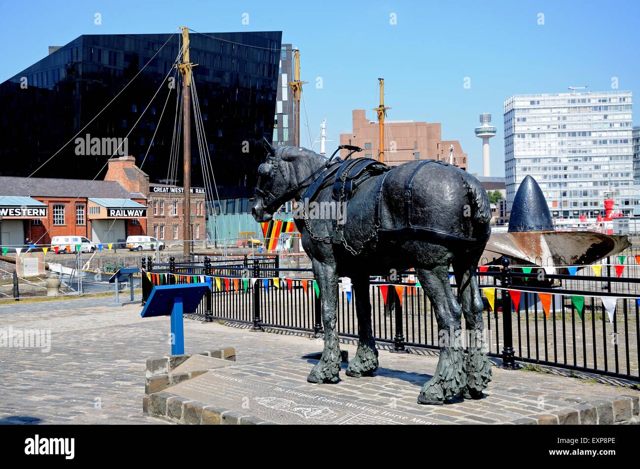 Waiting statue by Judy Boyt in Canning Dock, Liverpool, Merseyside