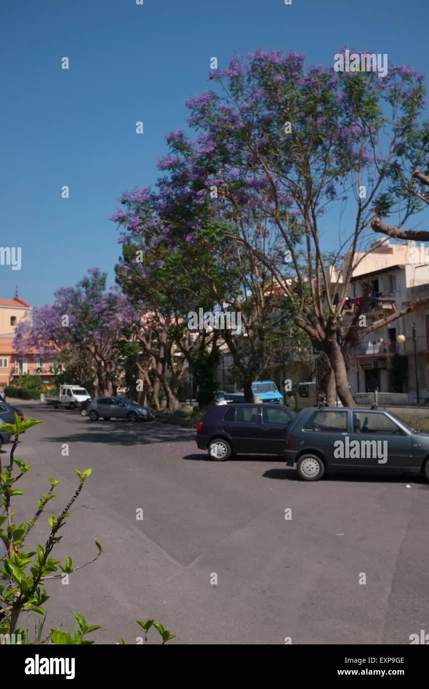 A peaceful square in Patti Marina, North Eastern Sicily Stock Photo Alamy