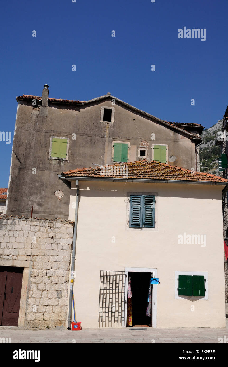 Building in historic city of Kotor. Stock Photo