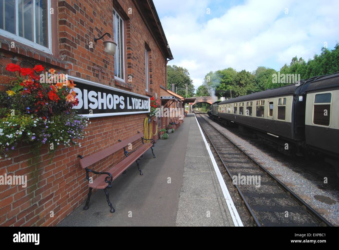 Lydeard station, Somerset, UK. Steam train on the West Somerset