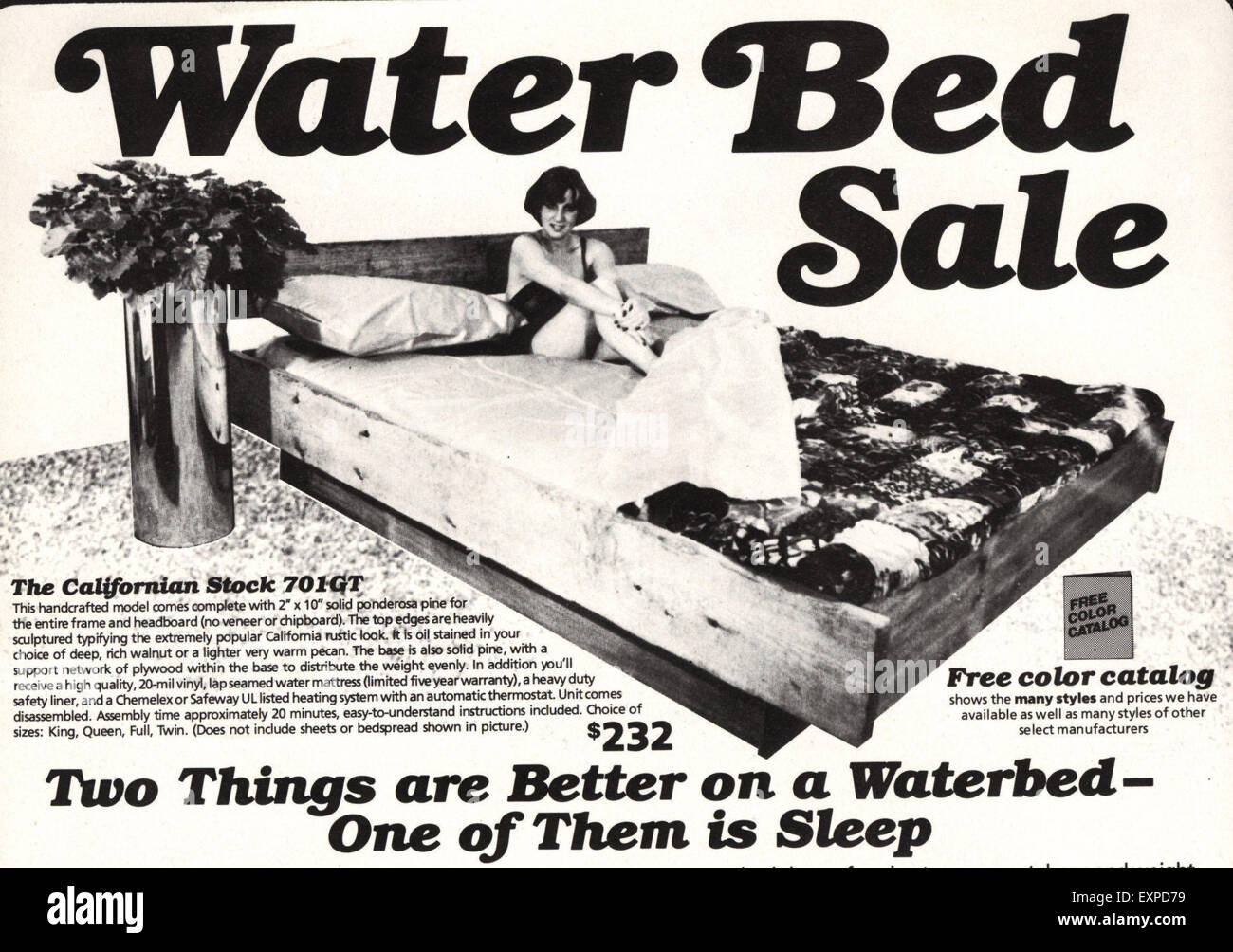 1970s USA Water Beds Magazine Advert Stock Photo Alamy