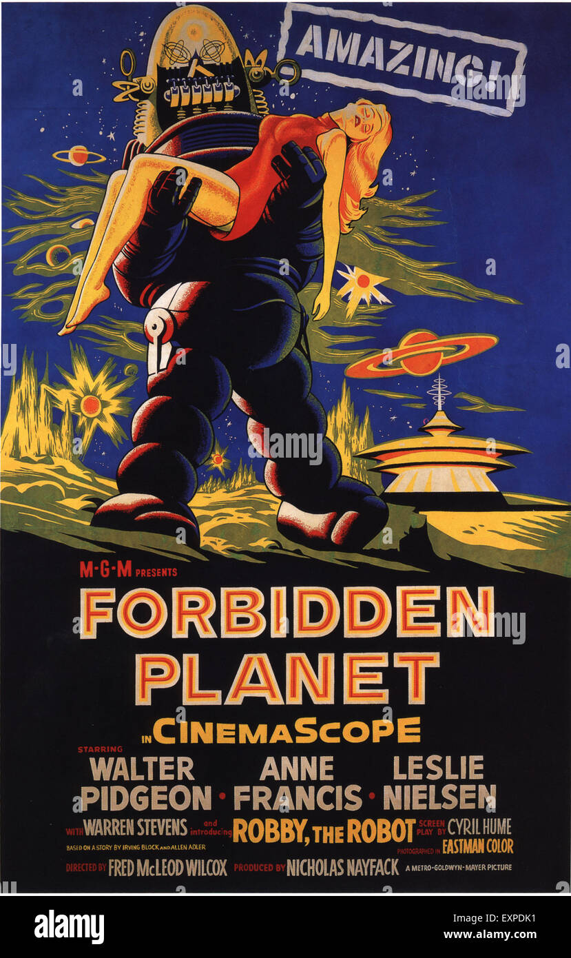 Original Film Title: FORBIDDEN PLANET. English Title: FORBIDDEN PLANET.  Film Director: FRED M. WILCOX. Year: 1956. Stars: LESLIE NIELSEN; ANNE  FRANCIS. Credit: M.G.M. / Album Stock Photo - Alamy