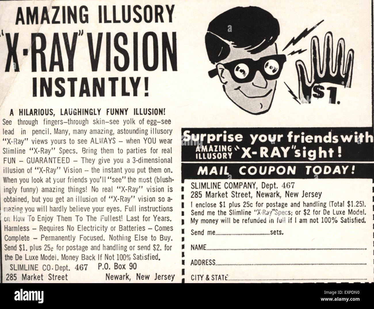 1960s USA Xray Specs Magazine Advert Stock Photo Alamy