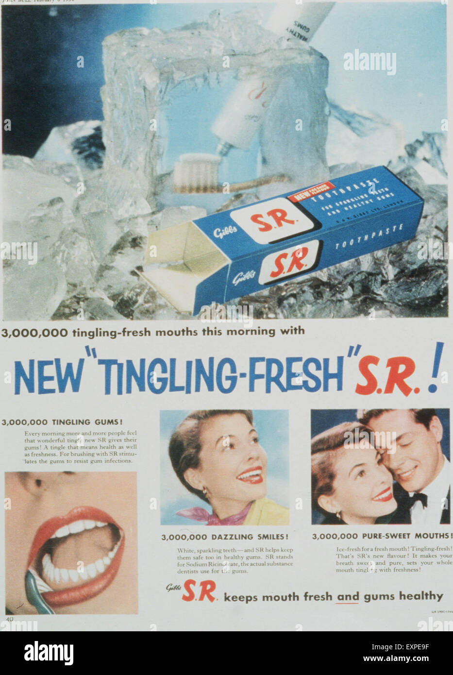 1950s UK Gibbs SR Magazine Advert Stock Photo