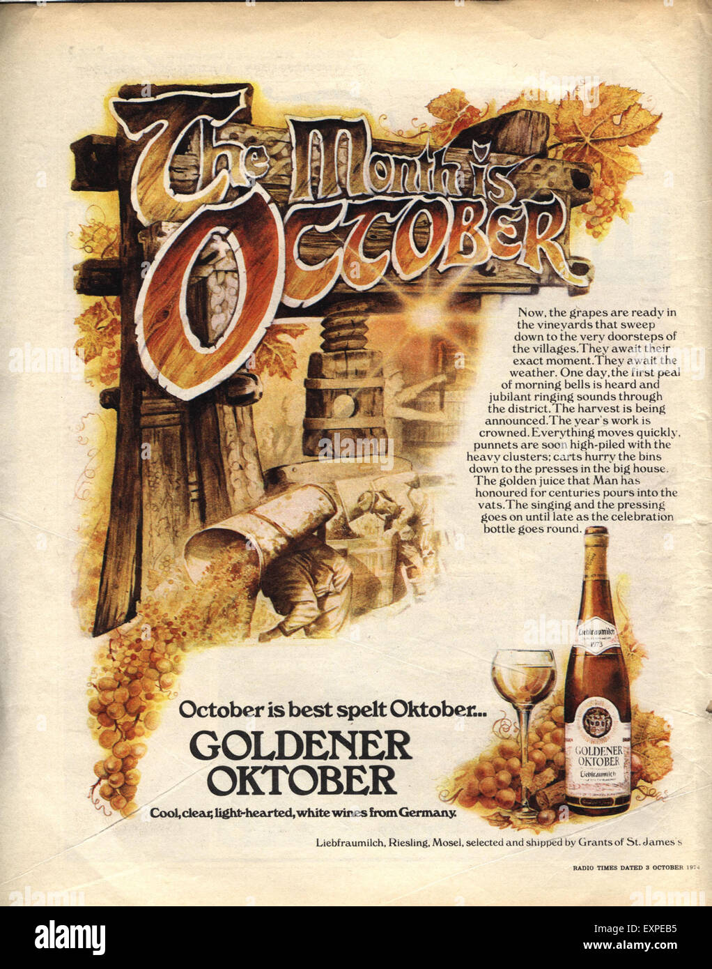 1970s UK Goldener Oktober germany liebfraumilch Magazine Advert