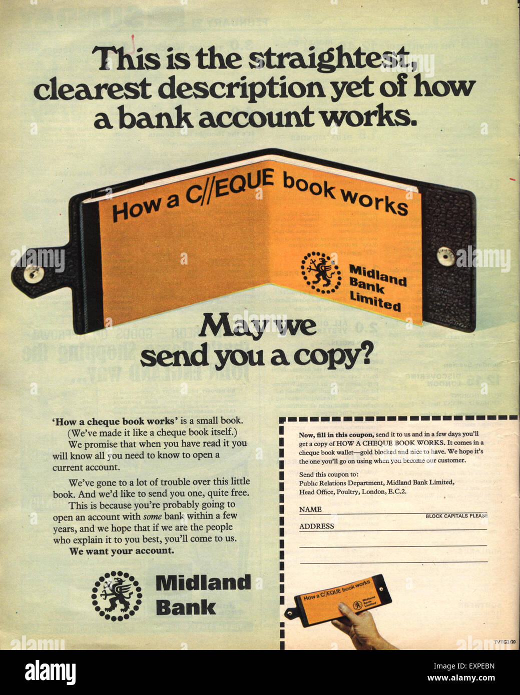 1960s UK Midland Bank Magazine Advert Stock Photo